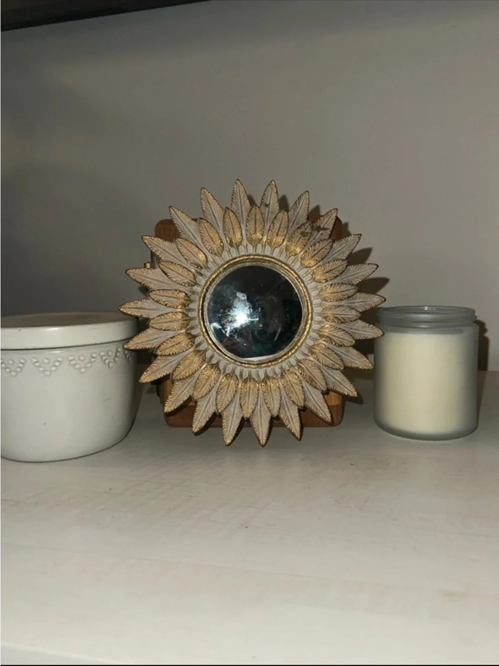 Gold Leaf Sunburst Wall Mirror - Decorative Home Accent